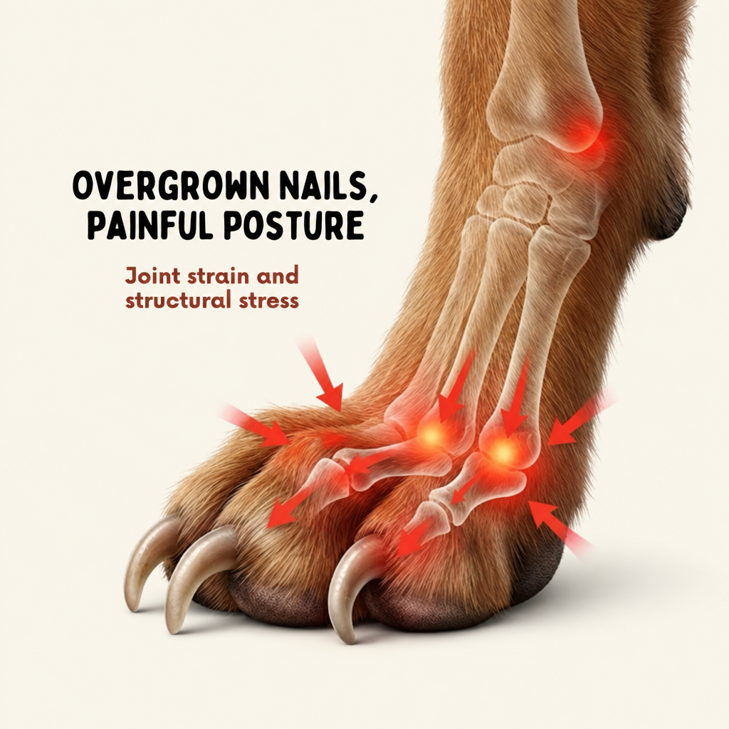 Illustration of a dog paw with longer front nails