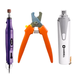 Traditional dog nail clippers and an electric nail grinder